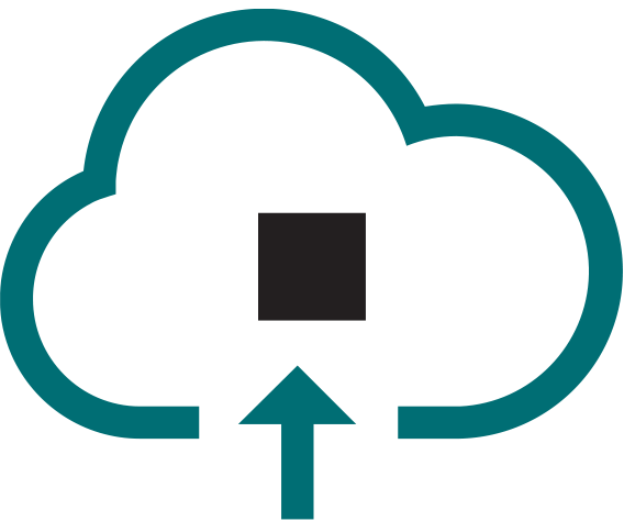  A teal cloud icon with an arrow pointing upwards, symbolizing data upload or cloud storage, perfectly complements SOC and SecOps systems for streamlined data management.