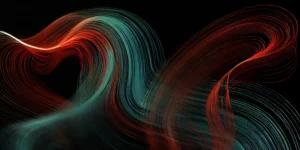 Abstract image with flowing, wavy lines in shades of red, blue, and green on a black background. Evoking the essence of Data Privacy Week, the lines create dynamic, swirling patterns conveying movement and energy.