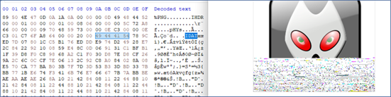 Fig: IDAT marker string check before decrypting the next level shellcode