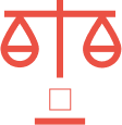  Icon of a red balance scale, symbolizing the equilibrium in Continuous Threat Exposure Management (CTEM), with two symmetrical scales perched on a vertical rod.