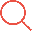  A magnifying glass with a red frame, symbolizing Continuous Threat Exposure Management (CTEM), focuses on a square white area in the center against a blue background.