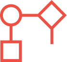  A red flowchart diagram featuring a circle, a diamond, and two squares connected by lines provides an insightful overview on a white background.