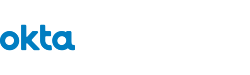  Logo displaying the word "Okta" in blue lowercase letters next to Hewlett Packard Enterprise text in black.