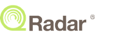  Logo of QRadar in black text with a green circular design on the left.